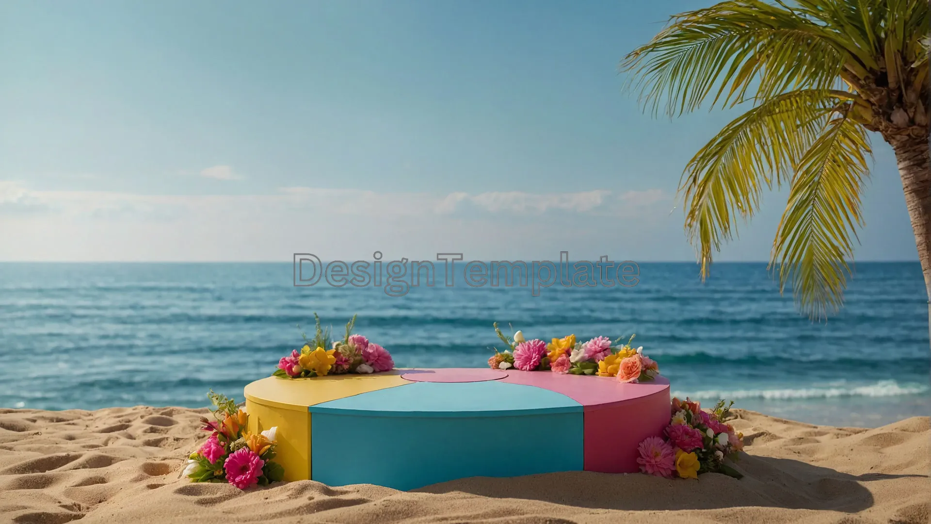 Elegant 3D Circle Podium PNG with Fresh Colors for Summer Sale Designs image